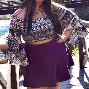 Love Tree bohemian off shoulder bell sleeve top